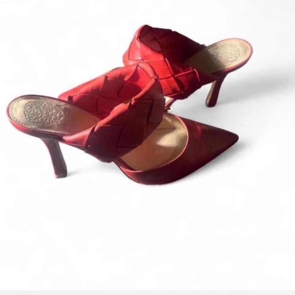 Red leather mules
